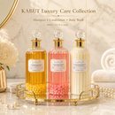 KABUT Premium Care Trio Bundle  - Amber Pink Gemstone Amino Acid Body Wash + Diamond Essence Shampoo + Tahitian Black Pearl Conditioner